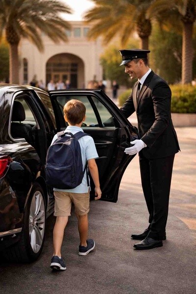 private school pickup and drop off service, school pick and drop service in dubai.